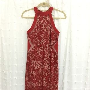 Red mesh sleeveless dress
